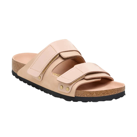 Uji High Shine Nubuck Leather - New Beige - Regular Slides Birkenstock