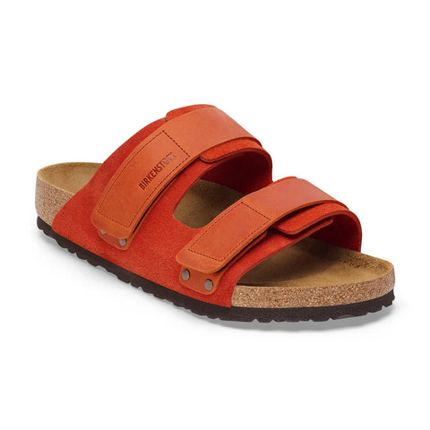 Uji Rust Brown Nubuck/Suede Leather - Regular Slides Birkenstock