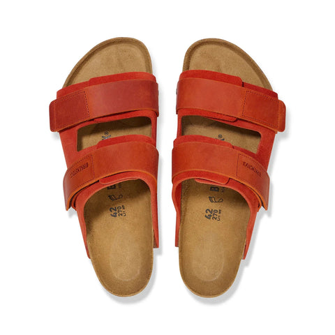 Uji Rust Brown Nubuck/Suede Leather - Regular Slides Birkenstock