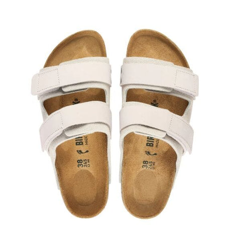 Uji Suede Leather (Regular Width) - Antique White Slides Birkenstock 