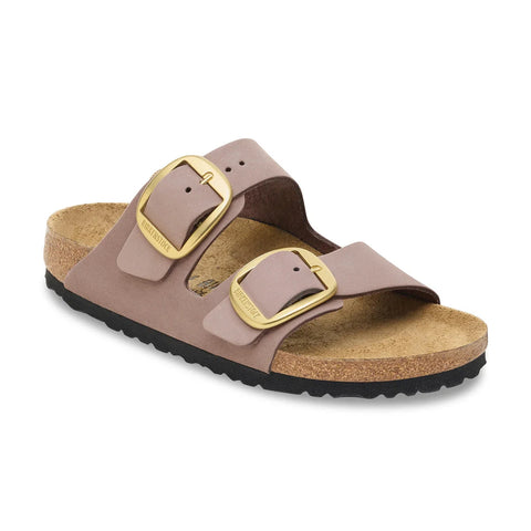 Arizona Big Buckle - Faded Purple Nubuck Leather - Regular Width Slides Birkenstock 