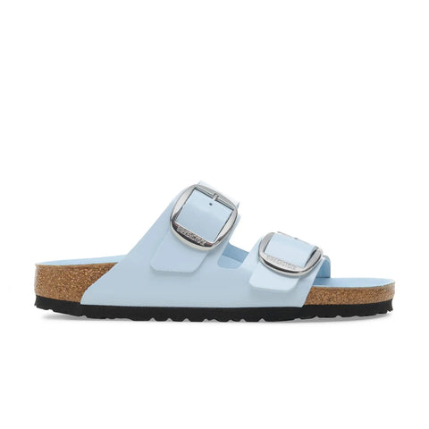 Arizona Big Buckle Natural Leather Patent (Regular width) High Shine - Baby Blue Slides Birkenstock 