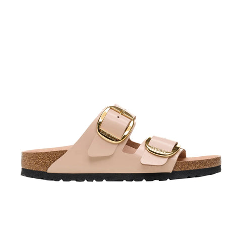 Arizona Big Buckle Natural Leather Patent (Regular width) High Shine - Beige Slides Birkenstock 