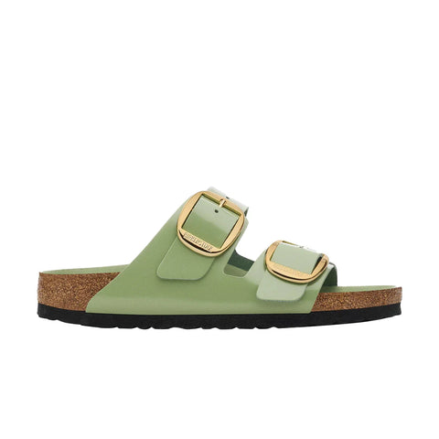 Arizona Big Buckle - Natural Patent Leather - High Shine Green Tea - Regular Slides Birkenstock 