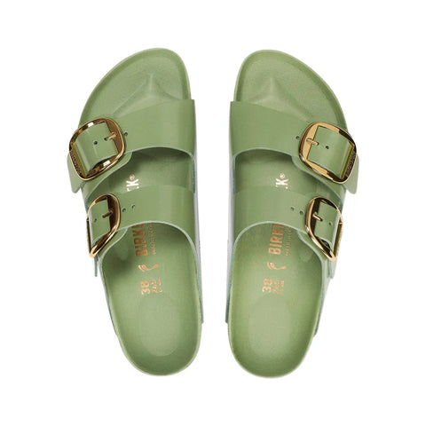 Arizona Big Buckle - Natural Patent Leather - High Shine Green Tea - Regular Slides Birkenstock 