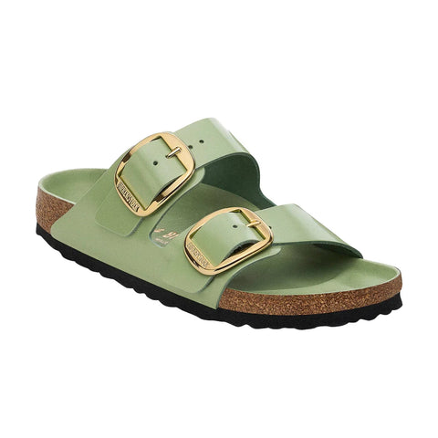 Arizona Big Buckle - Natural Patent Leather - High Shine Green Tea - Regular Slides Birkenstock 