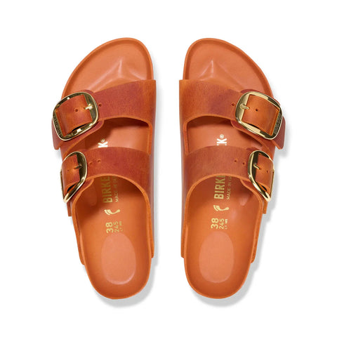 Arizona Big Buckle - Oiled Leather - Burnt Orange - Regular Slides Birkenstock 