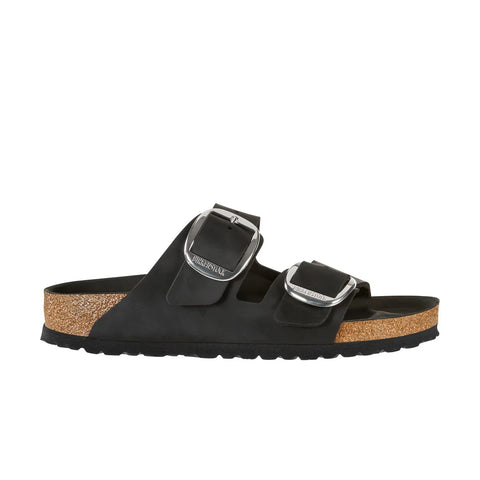 Arizona Big Buckle Oiled Leather (Regular Width) - Black Slides Birkenstock 