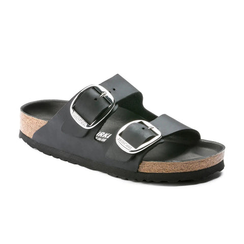 Arizona Big Buckle Oiled Leather (Regular Width) - Black Slides Birkenstock 