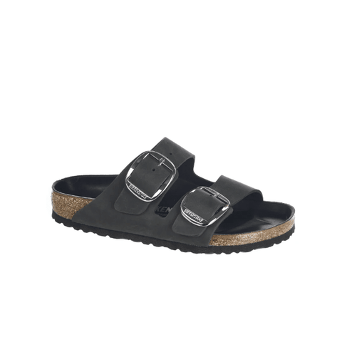 Arizona Big Buckle Oiled Leather (Regular Width) - Black Slides Birkenstock 