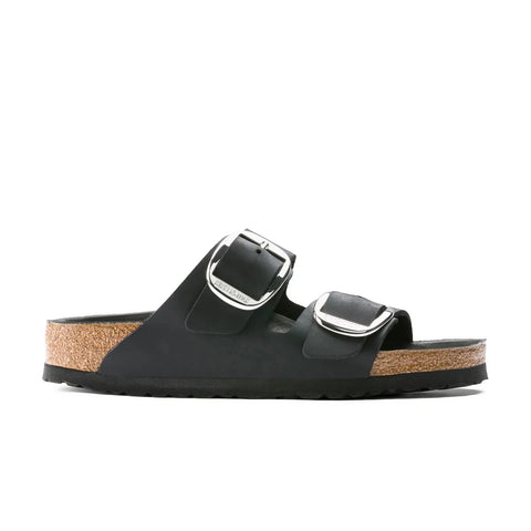 Arizona Big Buckle Oiled Leather (Regular Width) - Black Slides Birkenstock 