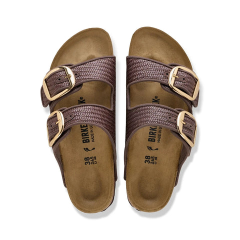 Arizona Big Buckle - Raffia Black Textile (Regular Width) Slides Birkenstock 