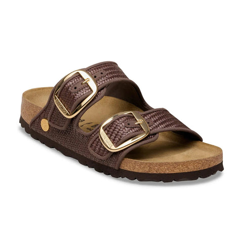 Arizona Big Buckle - Raffia Black Textile (Regular Width) Slides Birkenstock 