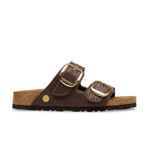 Arizona Big Buckle - Raffia Black Textile (Regular Width) Slides Birkenstock 