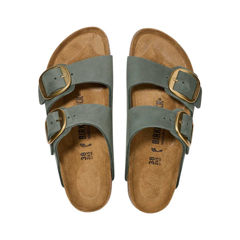 Arizona Big Buckle Thyme Nubuck Leather - Regular Slides Birkenstock 