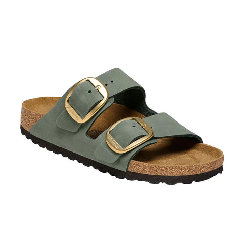 Arizona Big Buckle Thyme Nubuck Leather - Regular Slides Birkenstock 