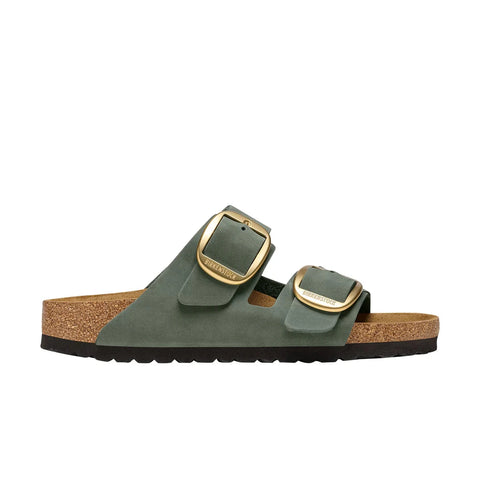 Arizona Big Buckle Thyme Nubuck Leather - Regular Slides Birkenstock 