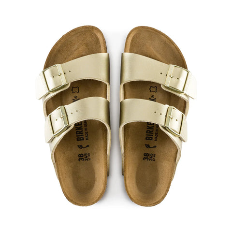 Arizona Birko Flor (Regular Width) - Gold Slides Birkenstock 