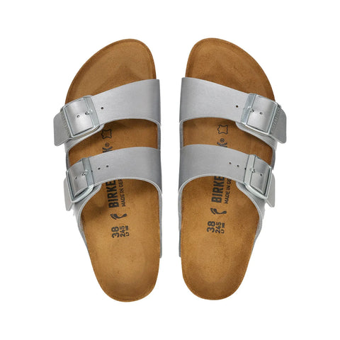 Arizona Birko-Flor (Regular Width) - Silver Slides Birkenstock 