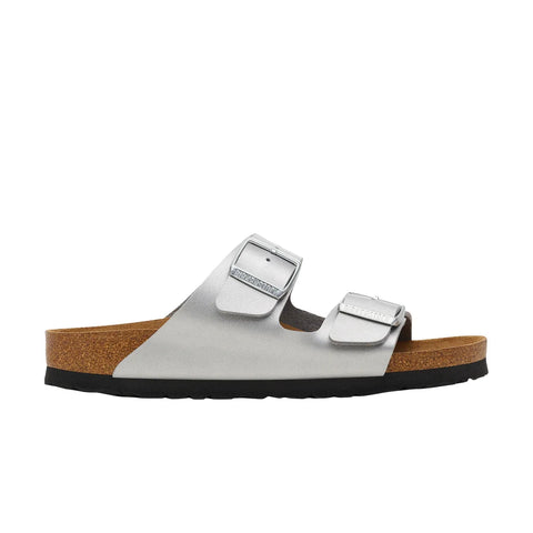 Arizona Birko-Flor (Regular Width) - Silver Slides Birkenstock 