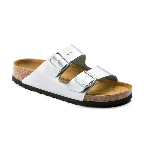 Arizona Birko-Flor (Regular Width) - Silver Slides Birkenstock 