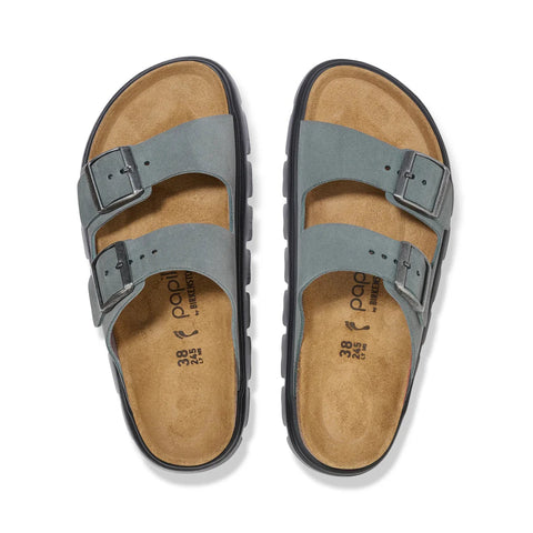 Arizona Chunky - Basalt Grey Suede Leather - Narrow Slides Birkenstock 