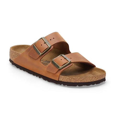 Arizona - Cognac Oiled/Suede Leather - Regular Slides Birkenstock 