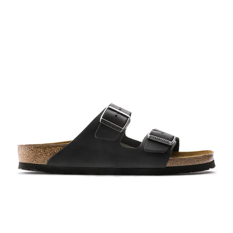 Arizona Oiled Leather (Regular Width) - Black Slides Birkenstock 