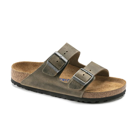 Arizona Oiled leather (Regular Width) - Soft Footbed - Faded Khaki Slides Birkenstock 