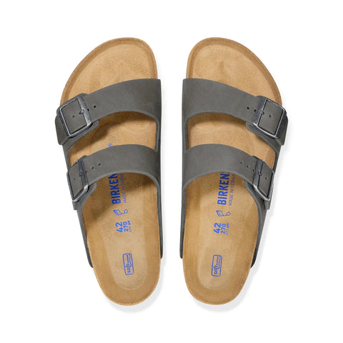 Arizona Oiled Leather (Regular Width) Soft Footbed - Iron Slides Birkenstock 