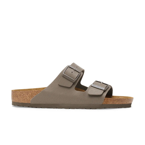 Arizona Saffiano Concrete Grey Birko-Flor Regular Slides Birkenstock 