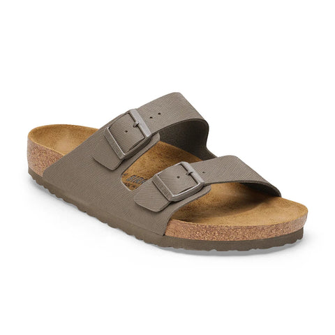 Arizona Saffiano Concrete Grey Birko-Flor Regular Slides Birkenstock 