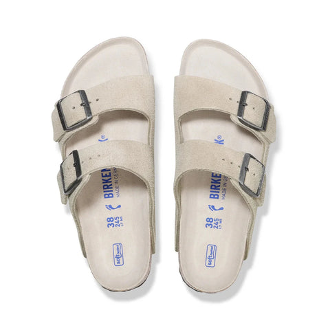 Arizona SFB Suede Leather (Regular Width) - Oyster Tonal Slides Birkenstock 