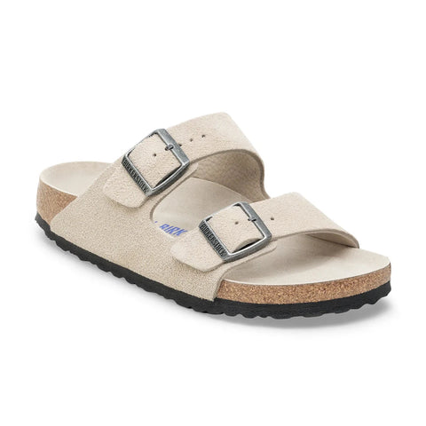 Arizona SFB Suede Leather (Regular Width) - Oyster Tonal Slides Birkenstock 