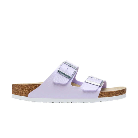 Arizona Shiny Embossed Birko-Flor (Narrow Width) - Purple Fog Slides Birkenstock 