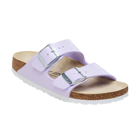 Arizona Shiny Embossed Birko-Flor (Narrow Width) - Purple Fog Slides Birkenstock 