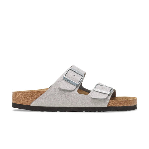 Arizona Shiny Glitter Synthetic (Regular Width) - Silver Slides Birkenstock 
