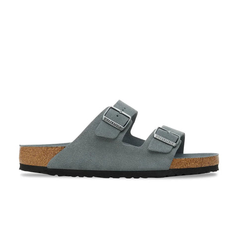Arizona Soft Footbed - Basalt Grey Tonal Suede Leather - Regular Width Slides Birkenstock 