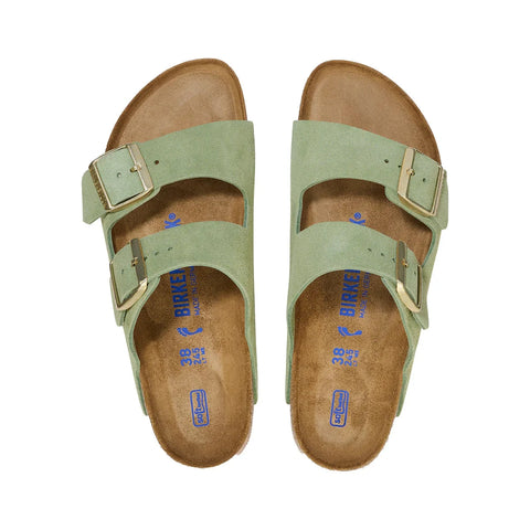 Arizona - Soft Footbed - Suede Leather - Green Tea - Regular Slides Birkenstock 