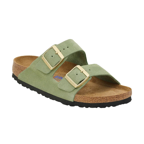 Arizona - Soft Footbed - Suede Leather - Green Tea - Regular Slides Birkenstock 