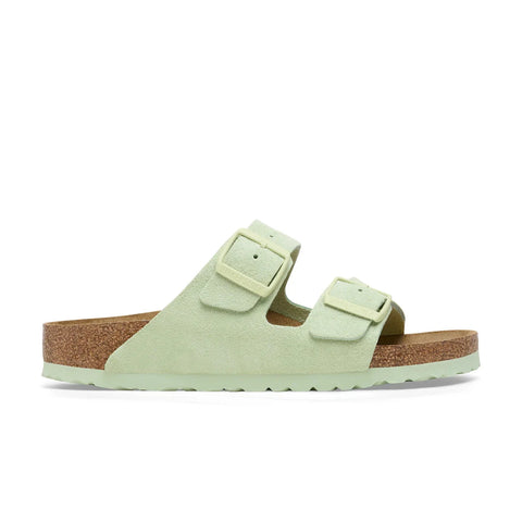 Arizona Suede Leather (Regular Width) - Faded Lime Slides Birkenstock 