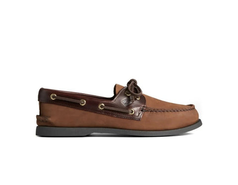 Authentic Original 2-Eye Wide - Mens - Leather Brown / Buc Brown Boat Sperry 