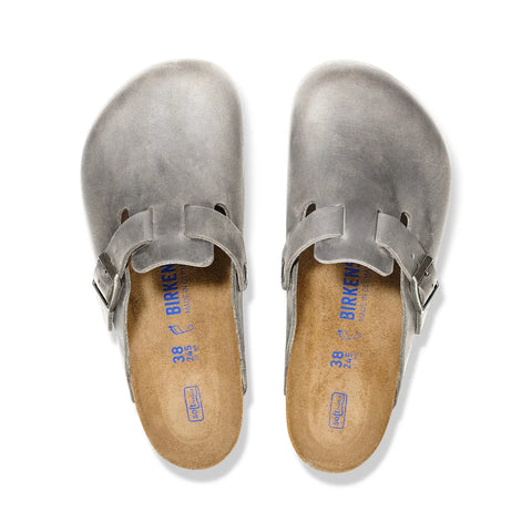 Boston Oiled Leather - Soft Footbed (Regular Width) - Iron Clogs Birkenstock 