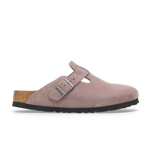 Boston Soft Footbed - Suede Leather - Faded Purple - Regular Slides Birkenstock 