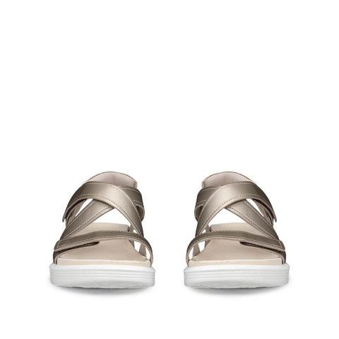 Ecco Soft Sandal Cross Strap - Womens - Cashmere Metallic Sandals ECCO 