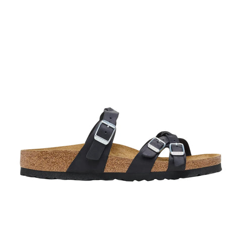 Franca Braided - Oiled Leather - Black - Regular Slides Birkenstock 