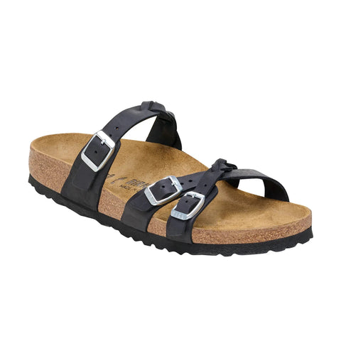 Franca Braided - Oiled Leather - Black - Regular Slides Birkenstock 