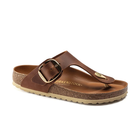 Gizeh Big Buckle Oiled Leather (Regular Width) - Cognac Thongs Birkenstock 
