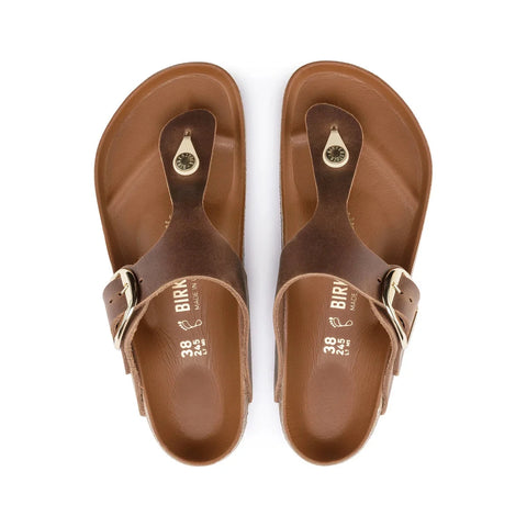 Gizeh Big Buckle Oiled Leather (Regular Width) - Cognac Thongs Birkenstock 