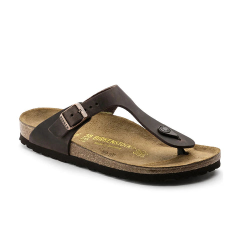 Gizeh Oiled Leather (Regular Width) - Habana Slides Birkenstock 